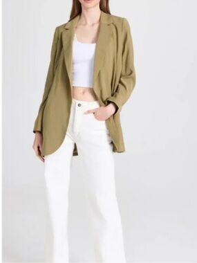 Madewell Womens XS Drapey Tie-Waist Blazer Relaxed Fit Effortless Casual Olive